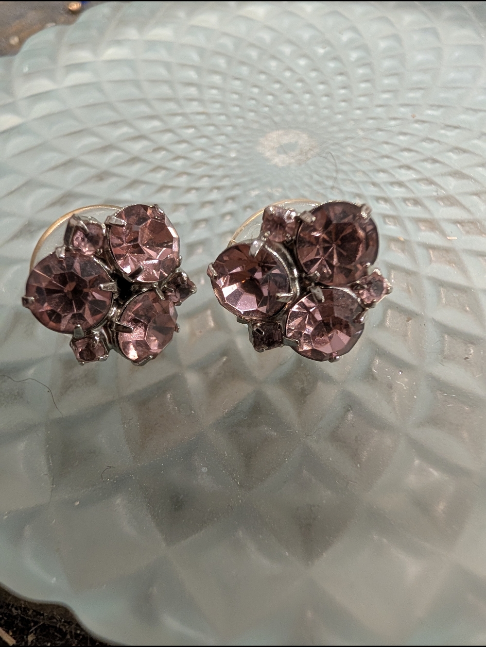 Sparkling Champagne Pink Cluster Stud Earrings
